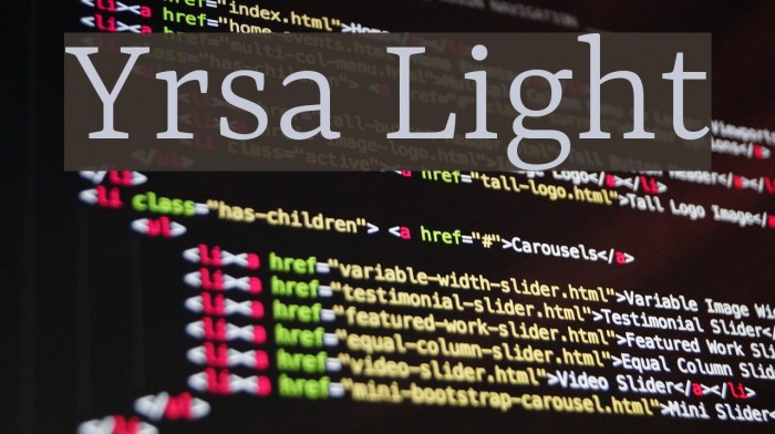 Yrsa Light Font examples