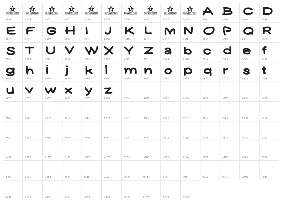 YUKAFONTSMILE Character Map