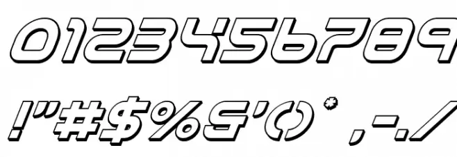 Yukon Tech 3D Italic Font OTHER CHARS