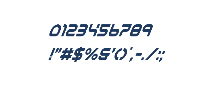 Yukon Tech Condensed Italic Other Characters