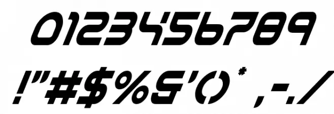 Yukon Tech Condensed Italic Font OTHER CHARS