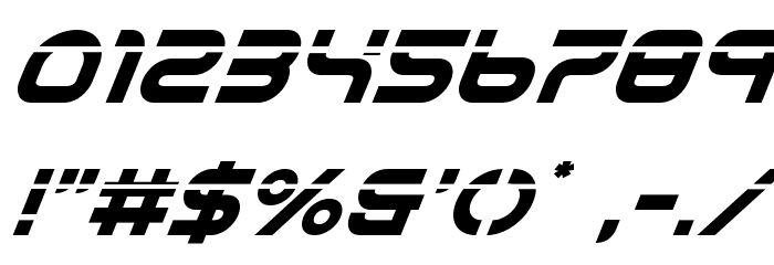 Yukon Tech Laser Italic Font OTHER CHARS