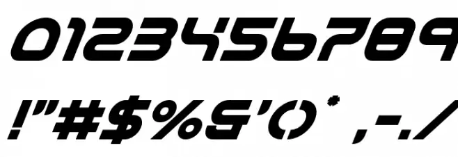 Yukon Tech Semi-Bold Italic Font OTHER CHARS