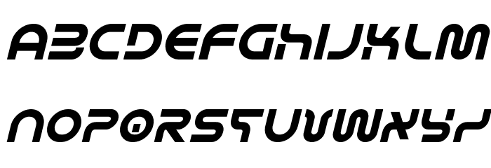 Yukon Tech Semi-Italic Font LOWERCASE