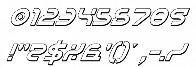 Yukon Tech Shadow Italic Font OTHER CHARS