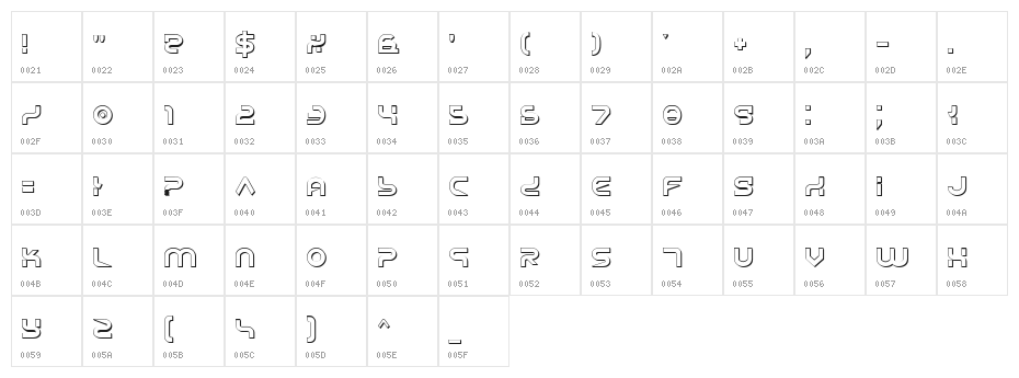 Yukon Tech Shadow Character Map