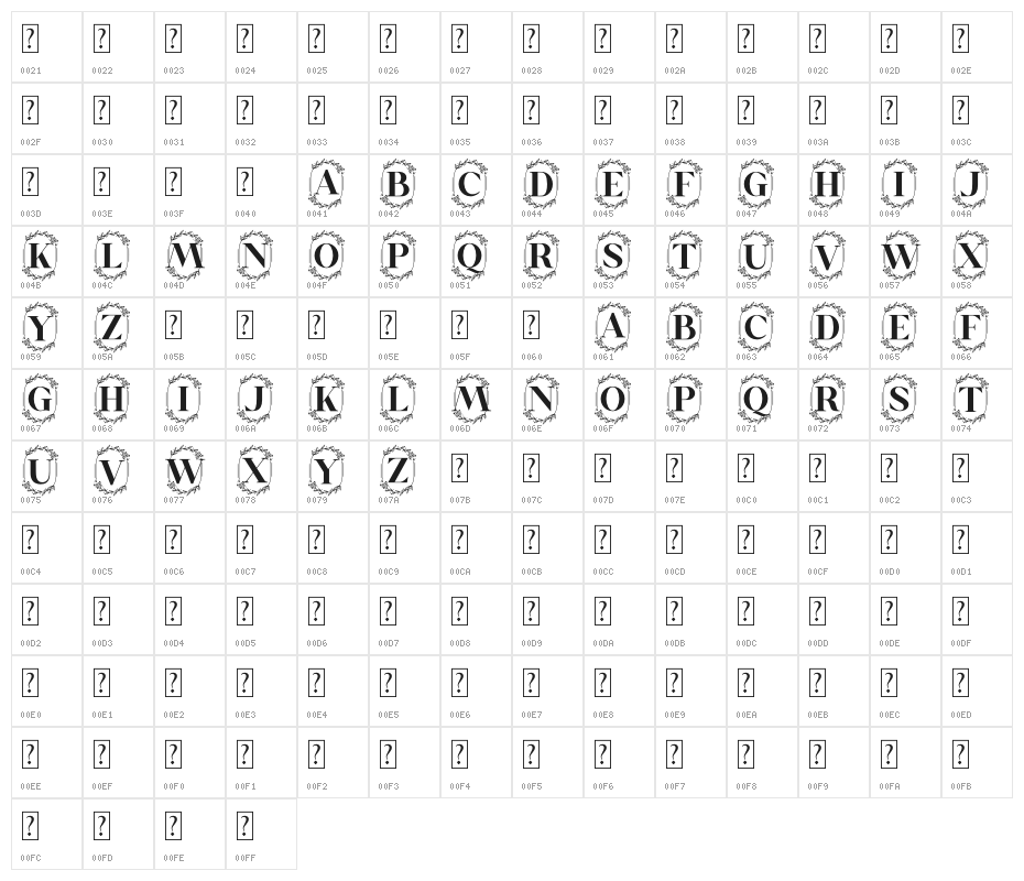Yumeira Monogram Character Map