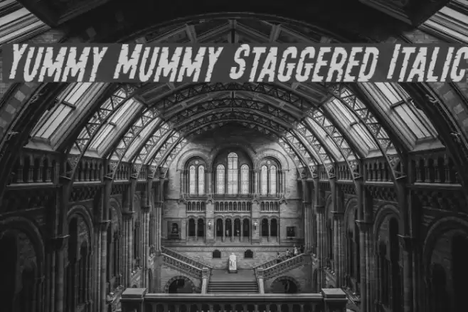 Yummy Mummy Staggered Italic Font examples