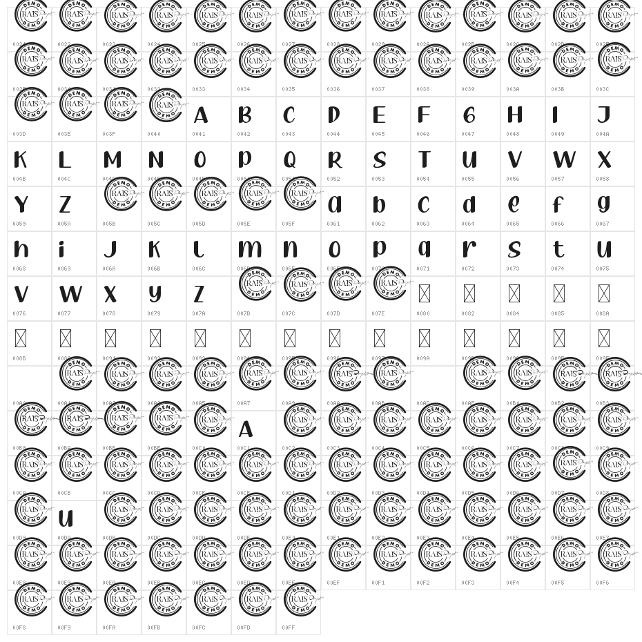 Yummy Pizza Demo Character Map