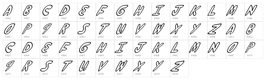 yumernub slanty Character Map