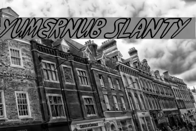 yumernub slanty Font examples