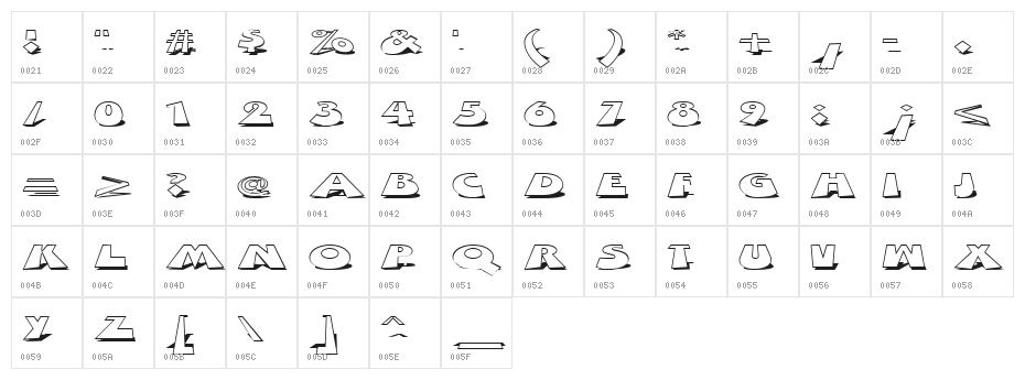 Z Dabble Down Character Map