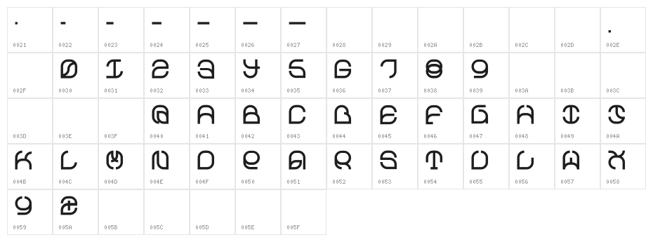 Z_exMastang Character Map