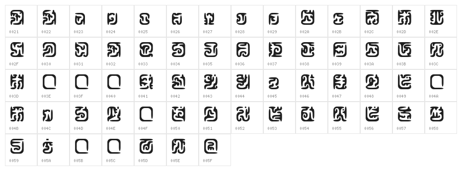Z_tUBBA ZOUMOtSU Character Map