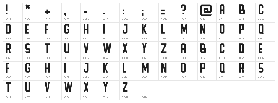 ZAPPAT Black Character Map