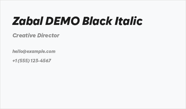 Zabal DEMO Black Italic Business Card