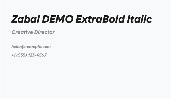 Zabal DEMO ExtraBold Italic Business Card