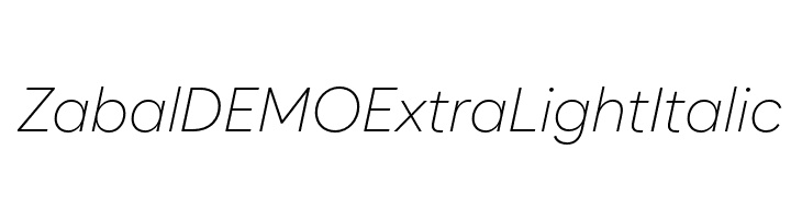 Zabal DEMO ExtraLight Italic  font caratteri gratis