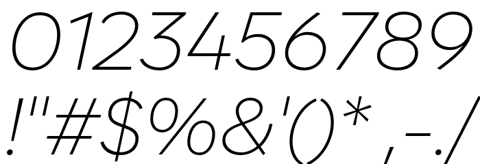 Zabal DEMO ExtraLight Italic Font OTHER CHARS