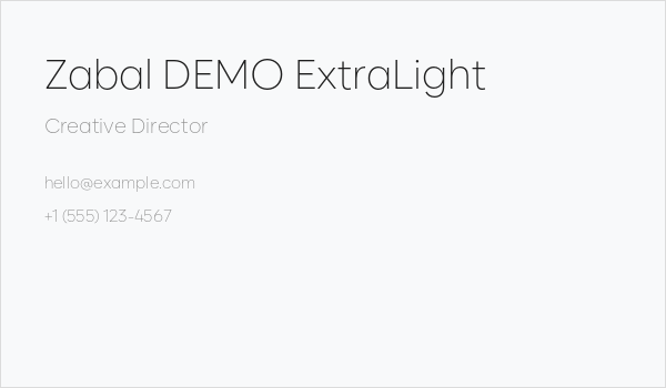 Zabal DEMO ExtraLight Business Card