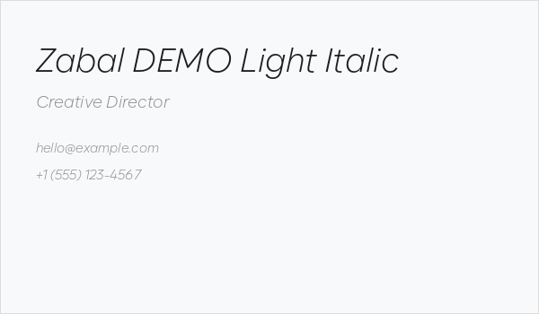 Zabal DEMO Light Italic Business Card