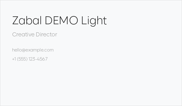 Zabal DEMO Light Business Card