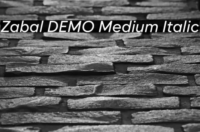 Zabal DEMO Medium Italic Schriftart examples