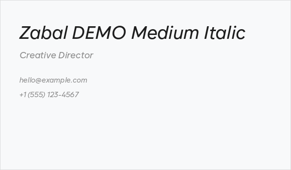 Zabal DEMO Medium Italic Business Card
