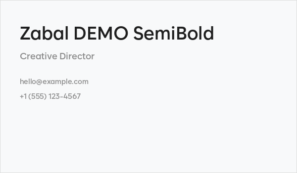 Zabal DEMO SemiBold Business Card