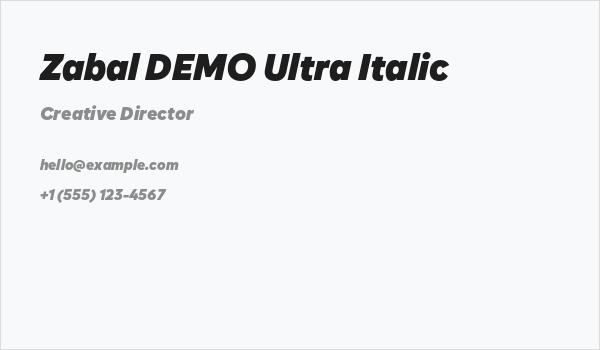 Zabal DEMO Ultra Italic Business Card