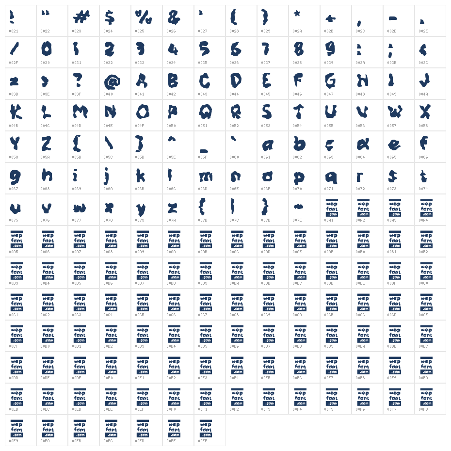 Zabelint Character Map