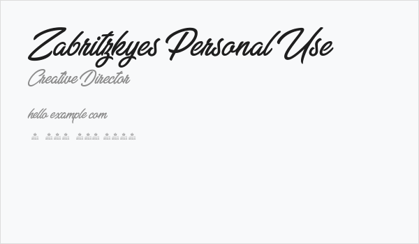 Zabritzkyes Personal Use  Business Card