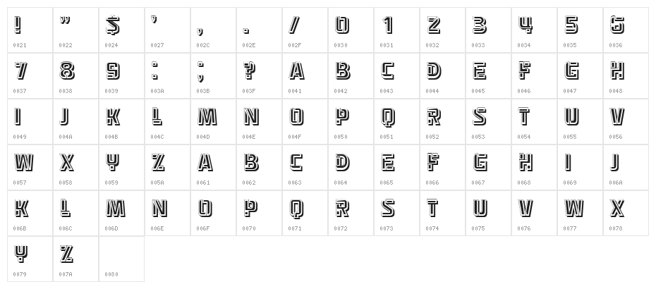 Zacke Regular Character Map