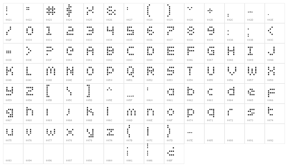Zado Bold Character Map
