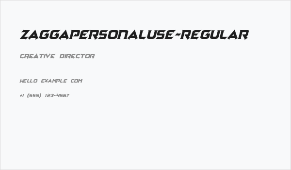 ZaggaPersonalUse-Regular Business Card