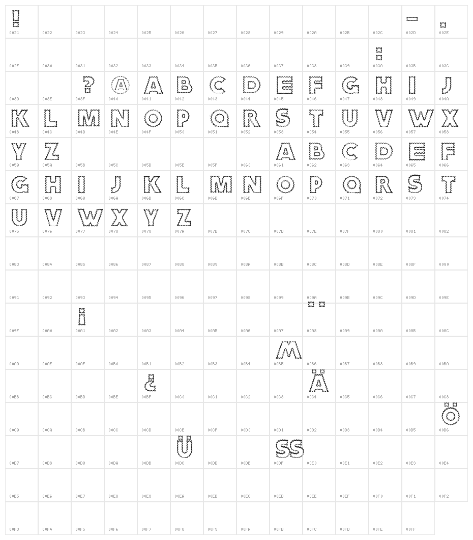 ZagzagCaps Character Map