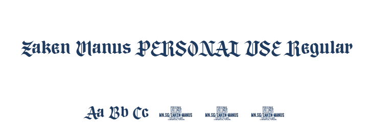 Zaken Manus PERSONAL USE Regular Font Preview
