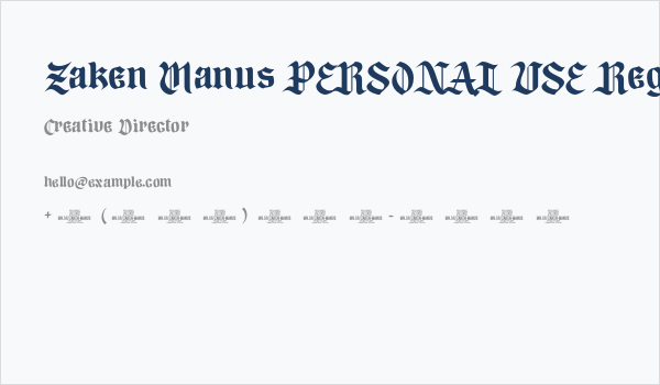 Zaken Manus PERSONAL USE Regular Business Card