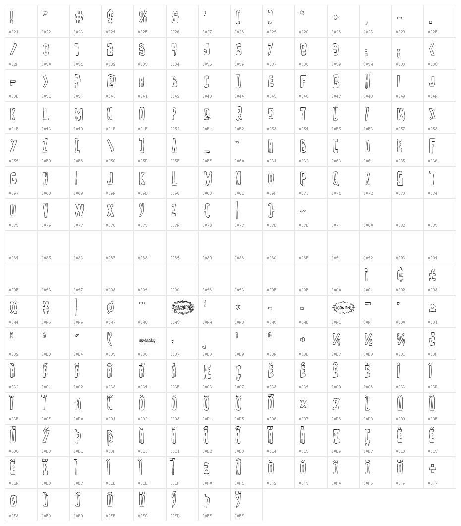 Zakenstein Outline Regular Character Map