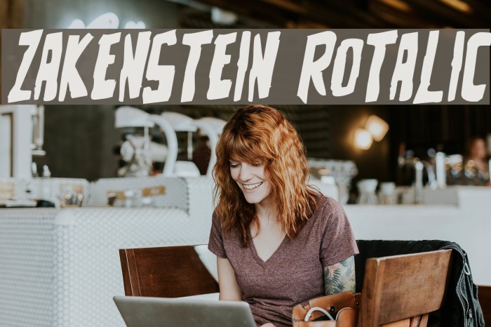Zakenstein Rotalic Font examples