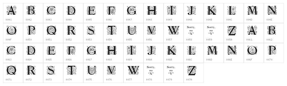 Zallman Caps Character Map