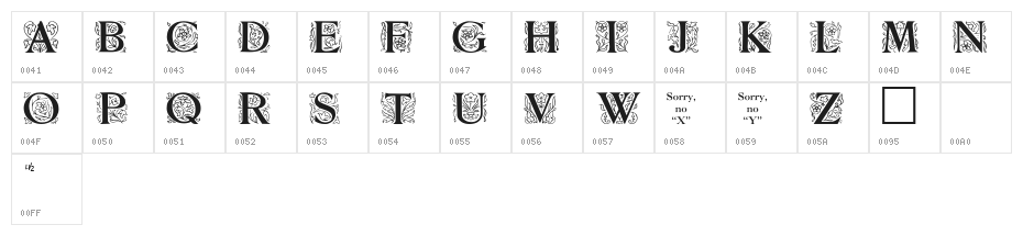 ZallmanCaps Character Map