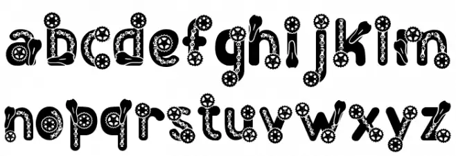 Zany Route Gear Font LOWERCASE
