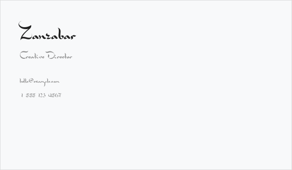 Zanzabar Business Card