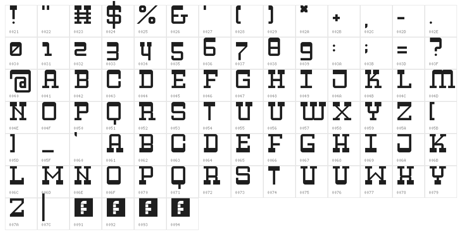 Zapadni Capitals Regular Character Map