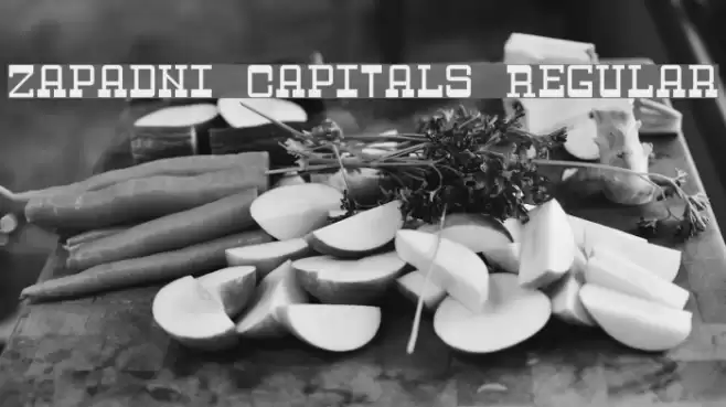 Zapadni Capitals Regular Шрифта examples
