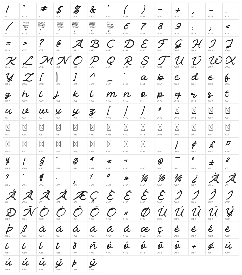 Zara Amorett Free Regular Character Map