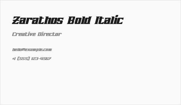 Zarathos Bold Italic Business Card