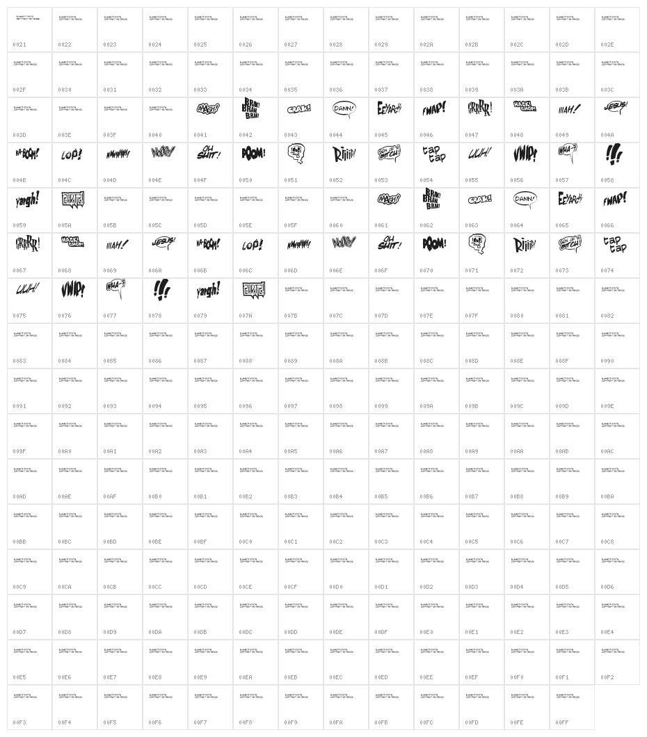 Zartz! Character Map