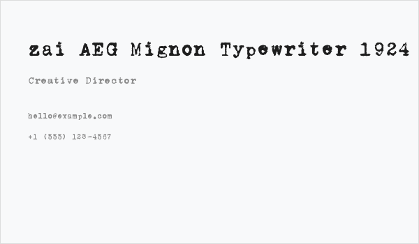 zai AEG Mignon Typewriter 1924 Business Card